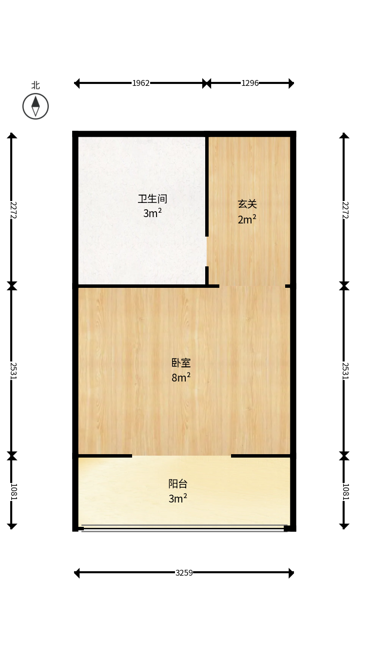 观湖公寓 1室1厅1卫 1600.0元/月 观湖公寓 1室1厅1卫 1600.0元/月户型图