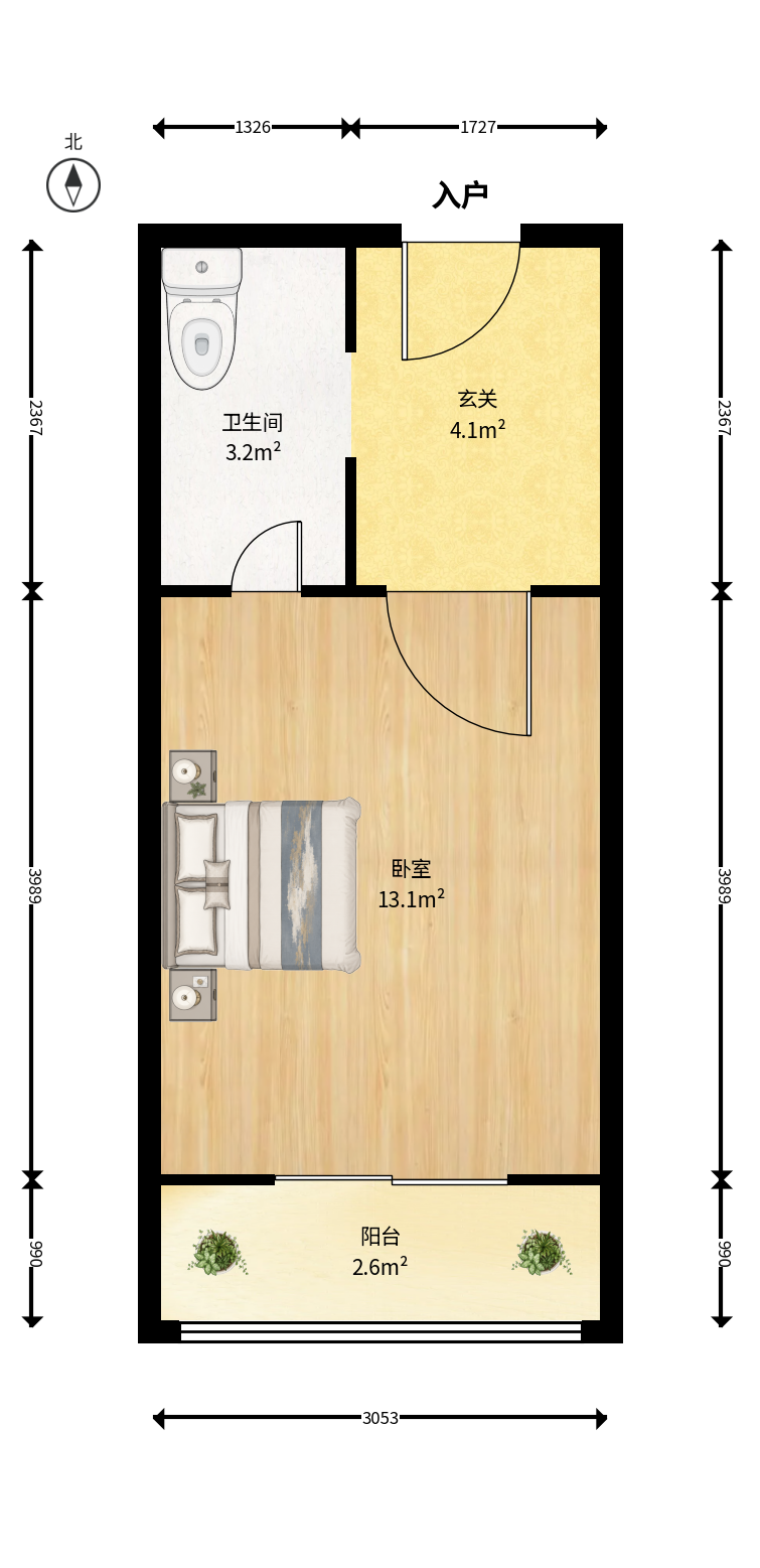 明昇壹城（明昇时代广场）二期  1室1厅1卫    32.8万户型图
